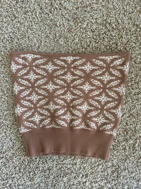 Free People Heathered Rust and Cream Knit Tube Top